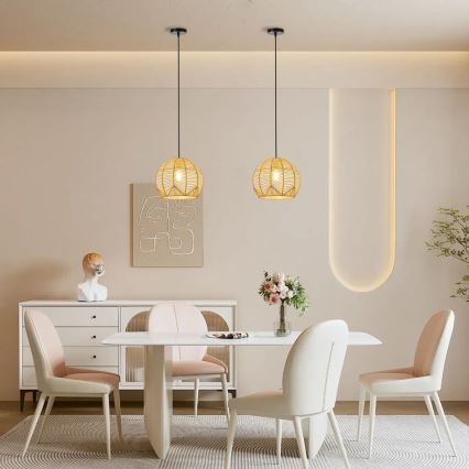 Csillár zsinóron PELO 1xE27/40W/230V átm. 30 cm rattan