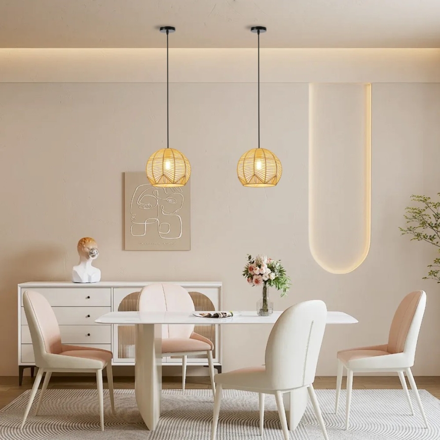 Csillár zsinóron PELO 1xE27/40W/230V átm. 30 cm rattan