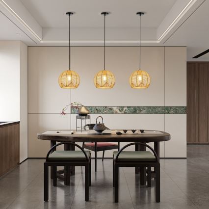 Csillár zsinóron PELO 1xE27/40W/230V átm. 30 cm rattan