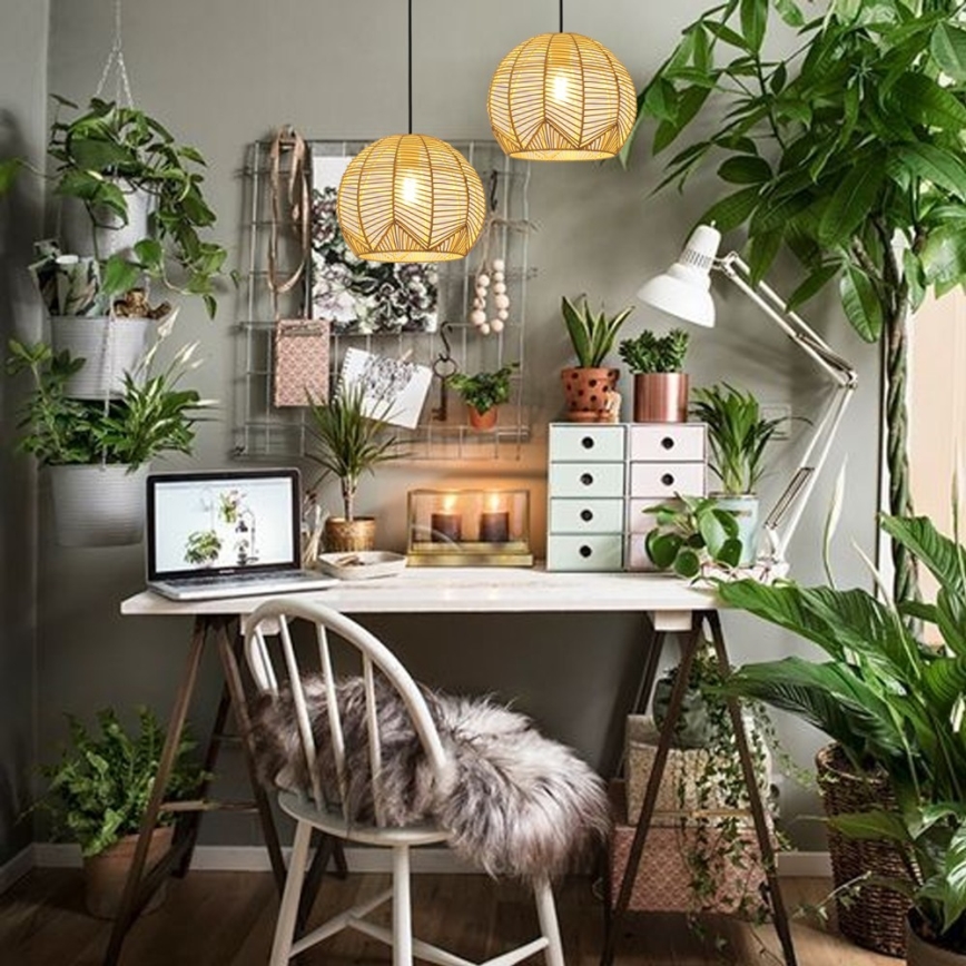 Csillár zsinóron PELO 1xE27/40W/230V átm. 30 cm rattan