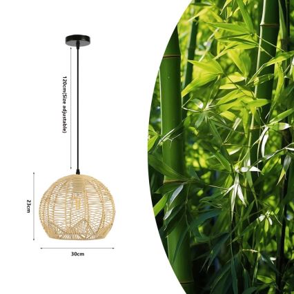 Csillár zsinóron PELO 1xE27/40W/230V átm. 30 cm rattan