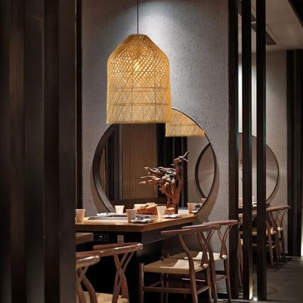 Csillár zsinóron PELO 1xE27/40W/230V átm. 35 cm rattan