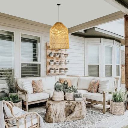 Csillár zsinóron PELO 1xE27/40W/230V átm. 35 cm rattan