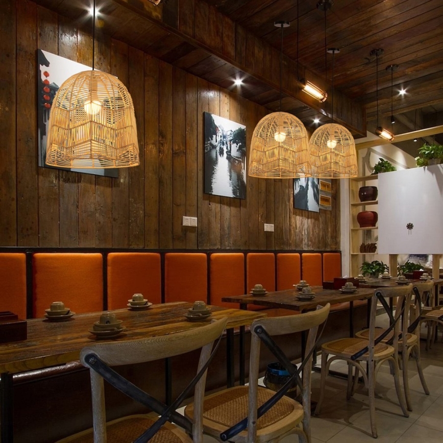 Csillár zsinóron PELO 1xE27/40W/230V átm. 40 cm rattan