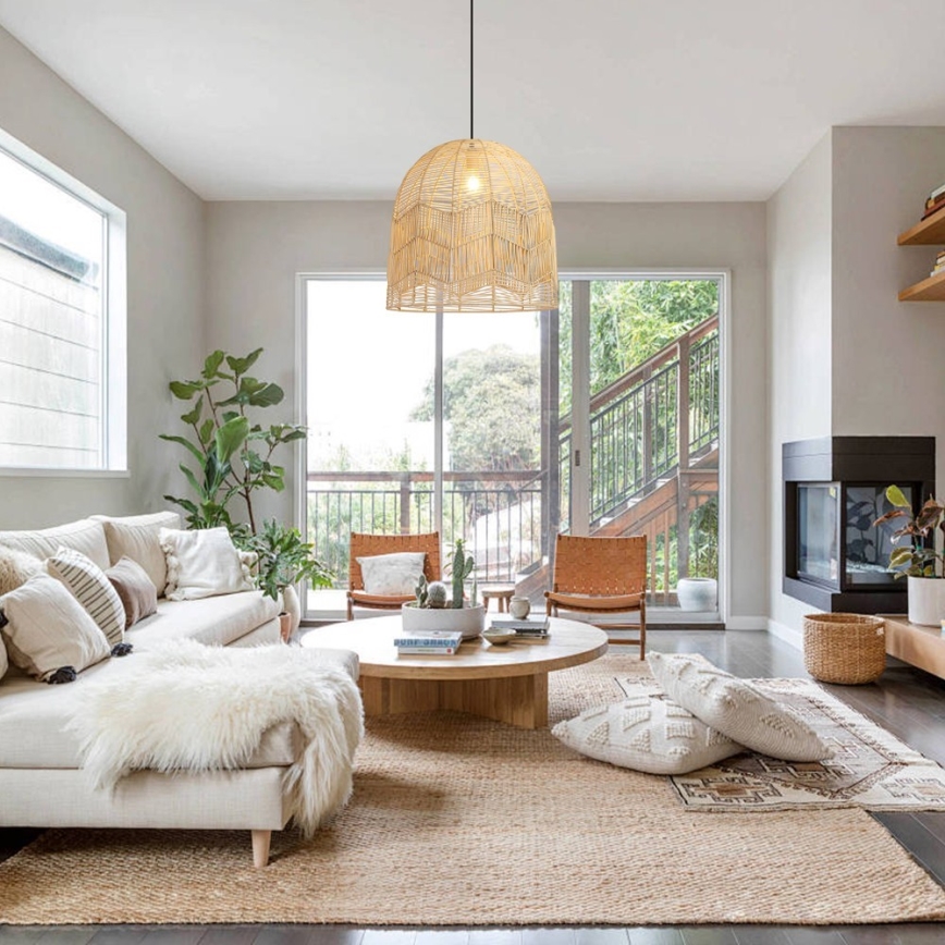 Csillár zsinóron PELO 1xE27/40W/230V átm. 50 cm rattan