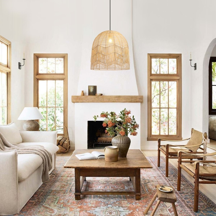 Csillár zsinóron PELO 1xE27/40W/230V átm. 50 cm rattan