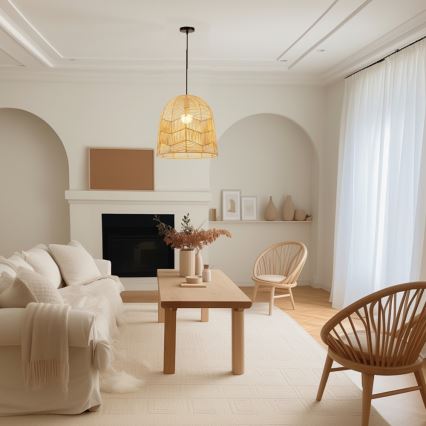 Csillár zsinóron PELO 1xE27/40W/230V átm. 50 cm rattan