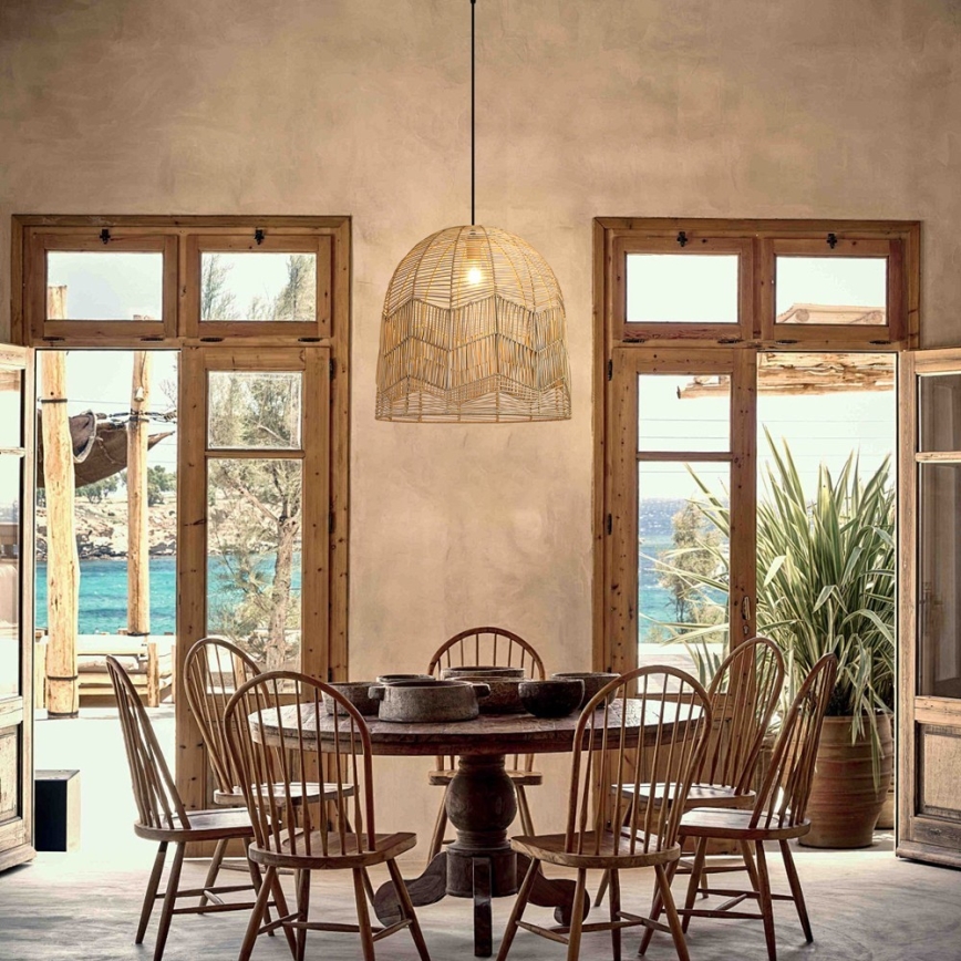 Csillár zsinóron PELO 1xE27/40W/230V átm. 50 cm rattan