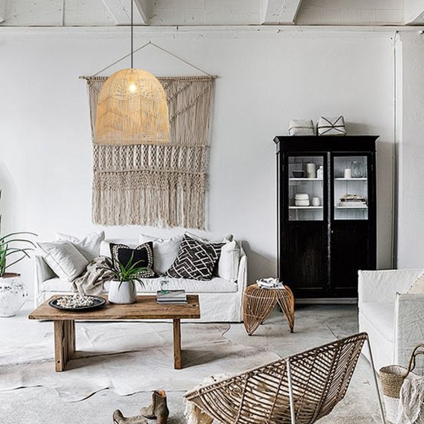 Csillár zsinóron PELO 1xE27/40W/230V átm. 50 cm rattan