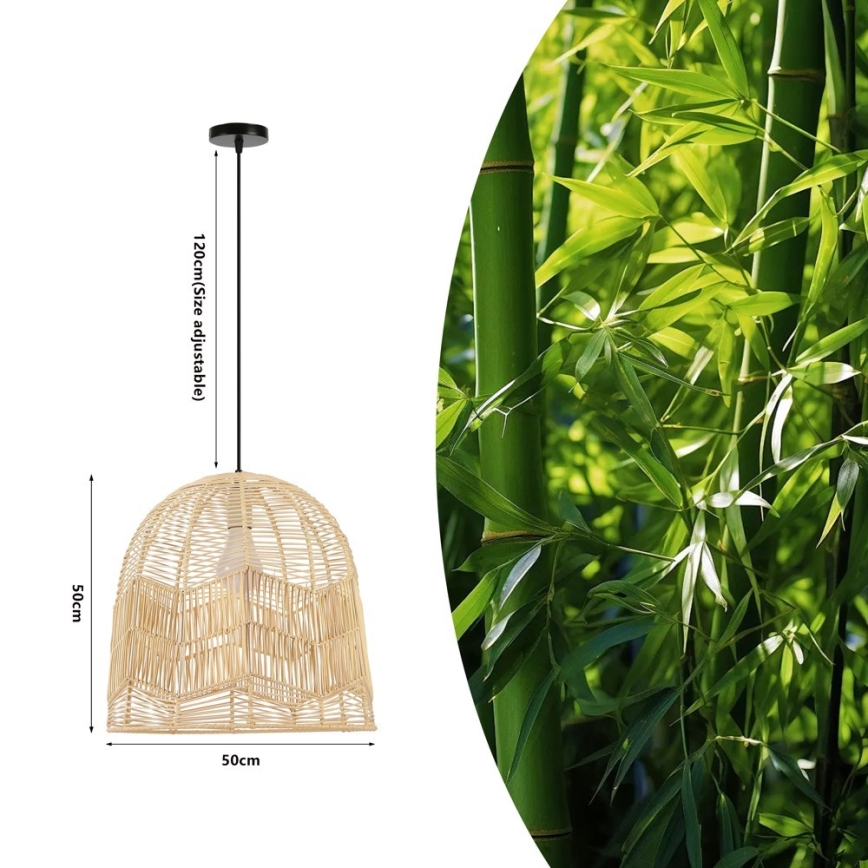 Csillár zsinóron PELO 1xE27/40W/230V átm. 50 cm rattan