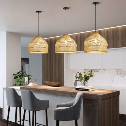 Csillár zsinóron PELO 1xE27/40W/230V átm. 40 cm rattan