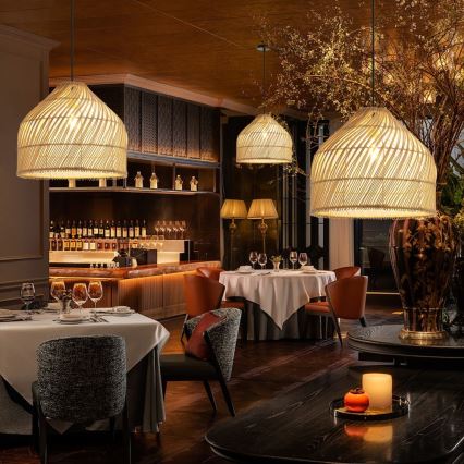 Csillár zsinóron PELO 1xE27/40W/230V átm. 40 cm rattan