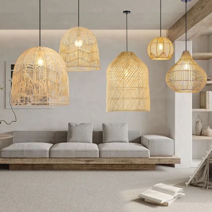 Csillár zsinóron PELO 1xE27/40W/230V átm. 40 cm rattan