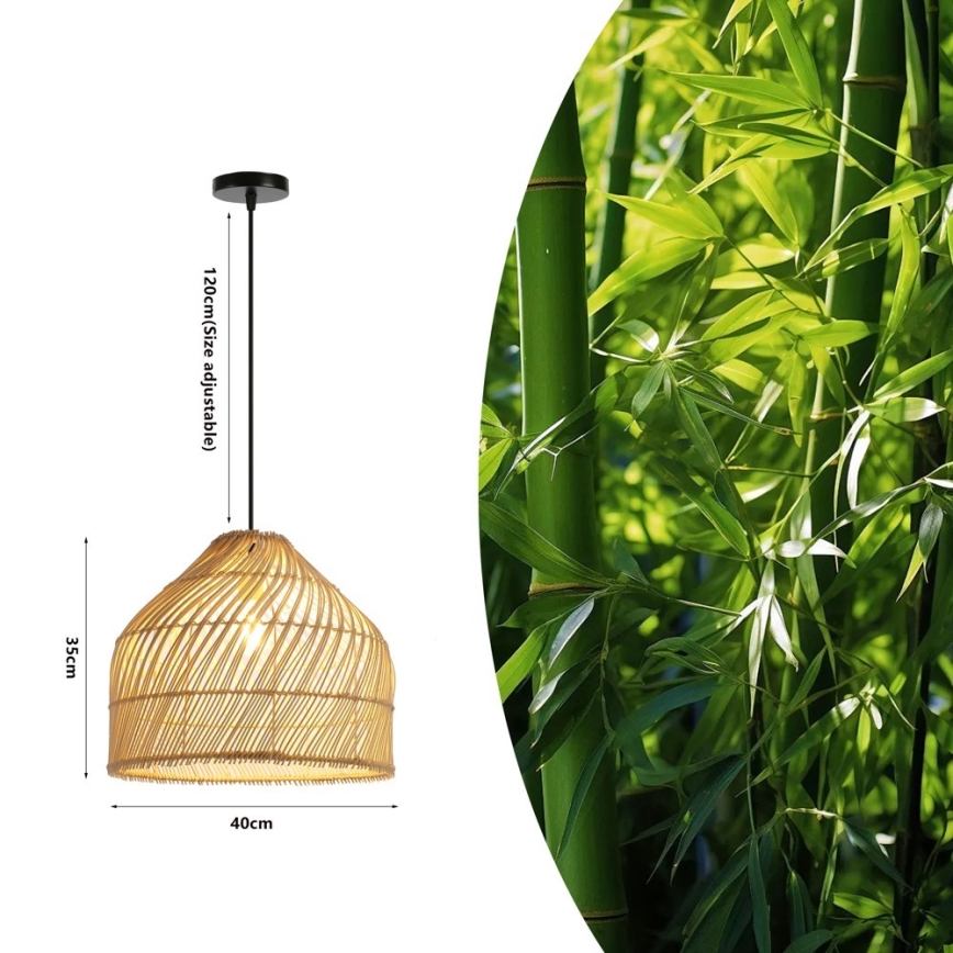 Csillár zsinóron PELO 1xE27/40W/230V átm. 40 cm rattan