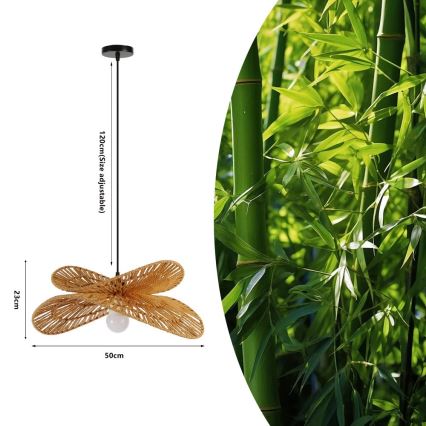 Csillár zsinóron MARIPOSA 1xE27/40W/230V átm. 50 cm juta