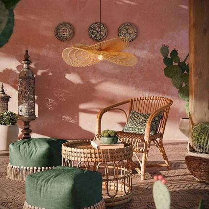 Csillár zsinóron MARIPOSA 1xE27/40W/230V átm. 80 cm juta