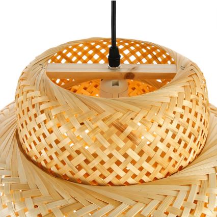 Csillár zsinóron HILO 1xE27/40W/230V átm. 38 cm bambusz