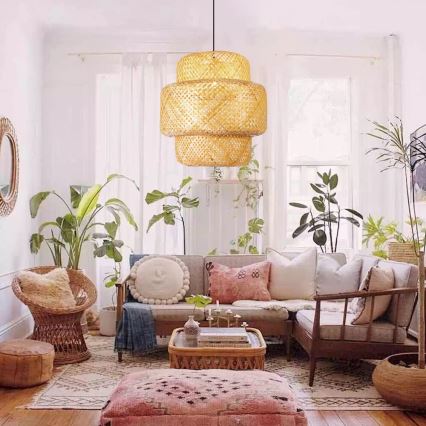 Csillár zsinóron HILO 1xE27/40W/230V átm. 47 cm bambusz