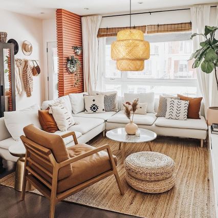 Csillár zsinóron HILO 1xE27/40W/230V átm. 47 cm bambusz