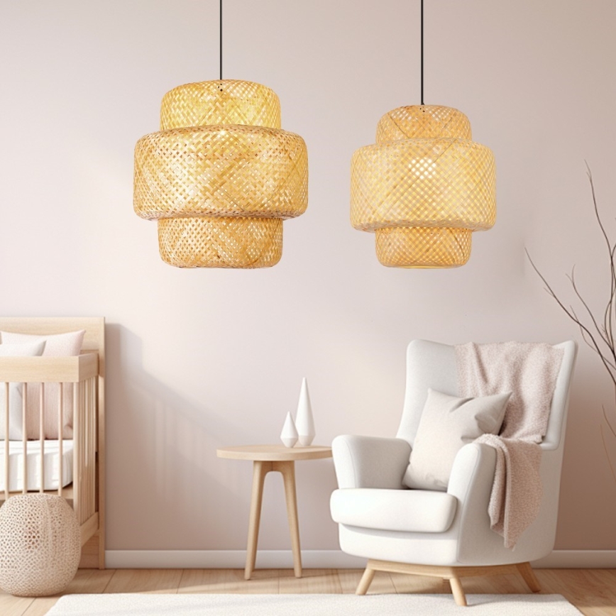 Csillár zsinóron HILO 1xE27/40W/230V átm. 47 cm bambusz