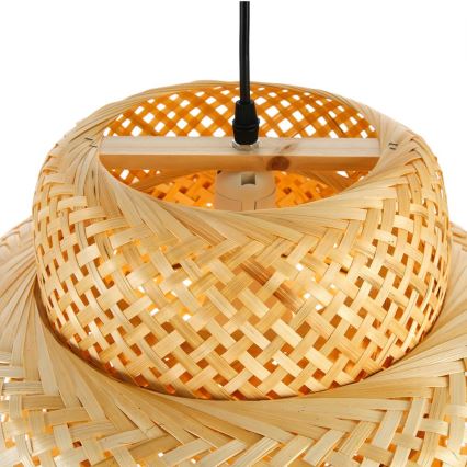 Csillár zsinóron HILO 1xE27/40W/230V átm. 47 cm bambusz