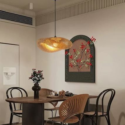 Csillár zsinóron HILO 1xE27/40W/230V átm. 60 cm bambusz