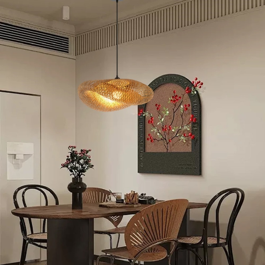 Csillár zsinóron HILO 1xE27/40W/230V átm. 60 cm bambusz