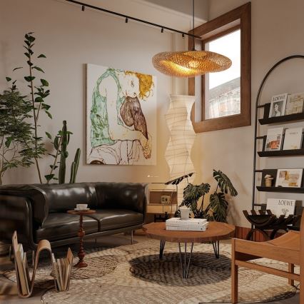 Csillár zsinóron HILO 1xE27/40W/230V átm. 80 cm bambusz