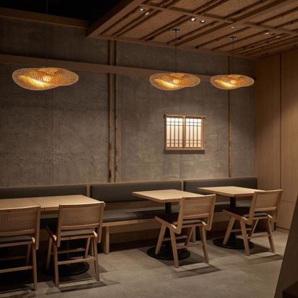 Csillár zsinóron HILO 1xE27/40W/230V átm. 80 cm bambusz