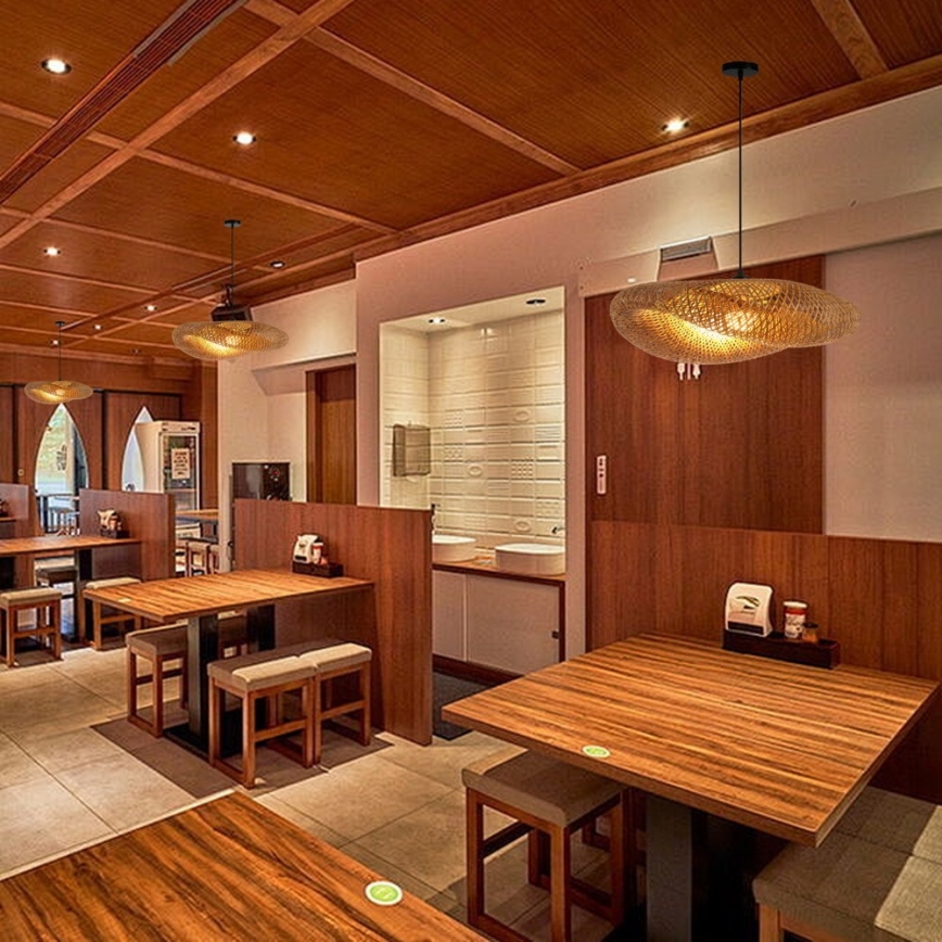 Csillár zsinóron HILO 1xE27/40W/230V átm. 80 cm bambusz