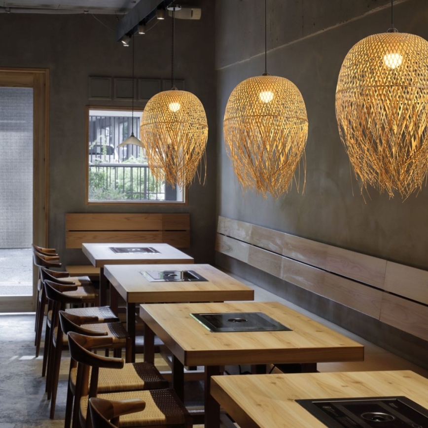 Csillár zsinóron HILO 1xE27/40W/230V átm. 45 cm bambusz