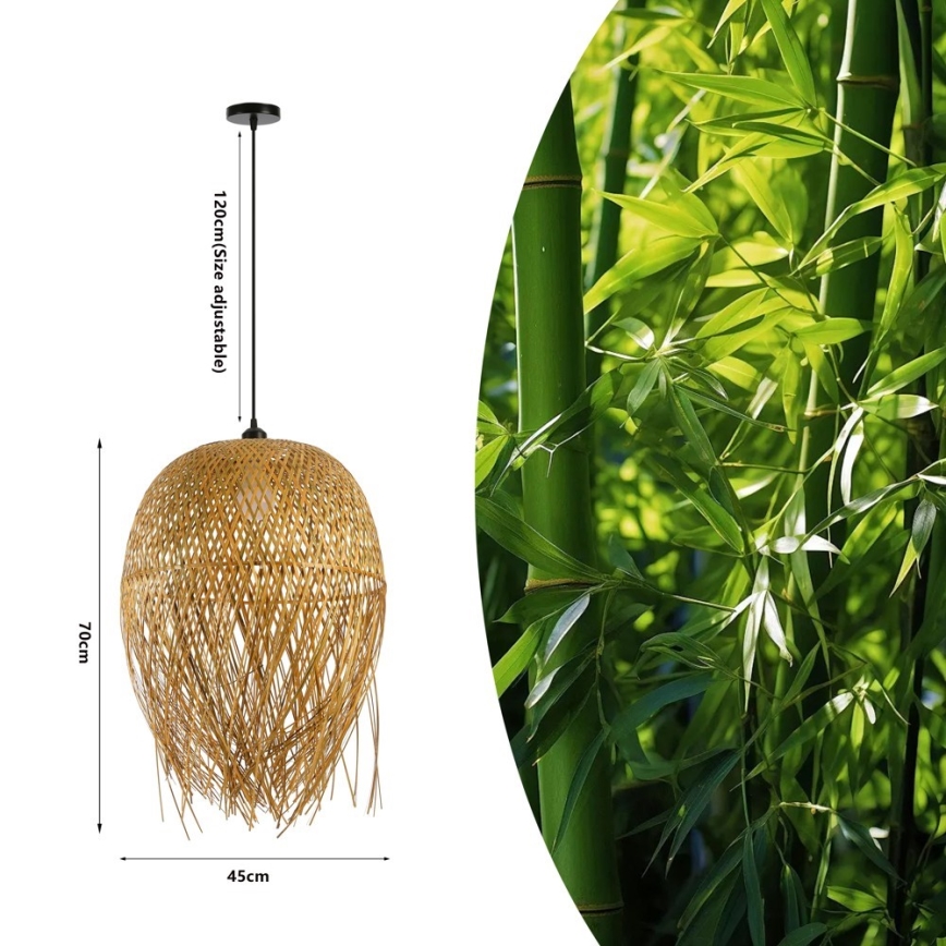 Csillár zsinóron HILO 1xE27/40W/230V átm. 45 cm bambusz