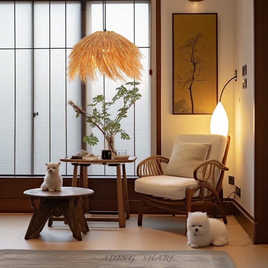Csillár zsinóron NATURALEZA 1xE27/40W/230V átm. 55 cm rattan