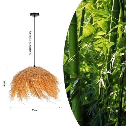 Csillár zsinóron NATURALEZA 1xE27/40W/230V átm. 55 cm rattan