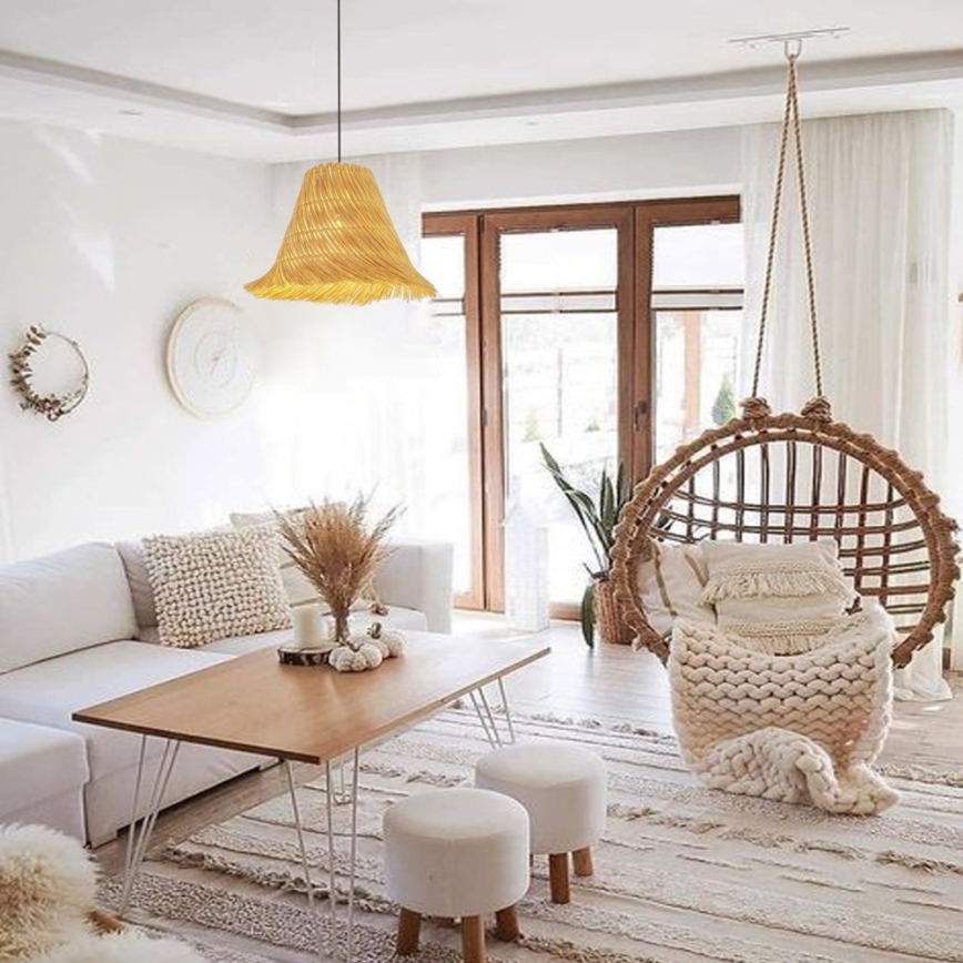 Csillár zsinóron NATURALEZA 1xE27/40W/230V átm. 45 cm rattan
