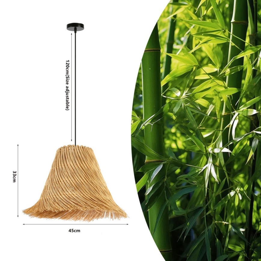 Csillár zsinóron NATURALEZA 1xE27/40W/230V átm. 45 cm rattan