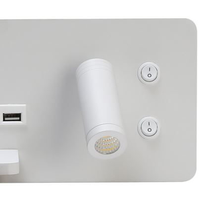Immax 08286L - LED fali spotlámpa polccal, USB porttal és vezeték nélküli töltéssel Be PREPARE LED/3W/230V + LED/3W fehér