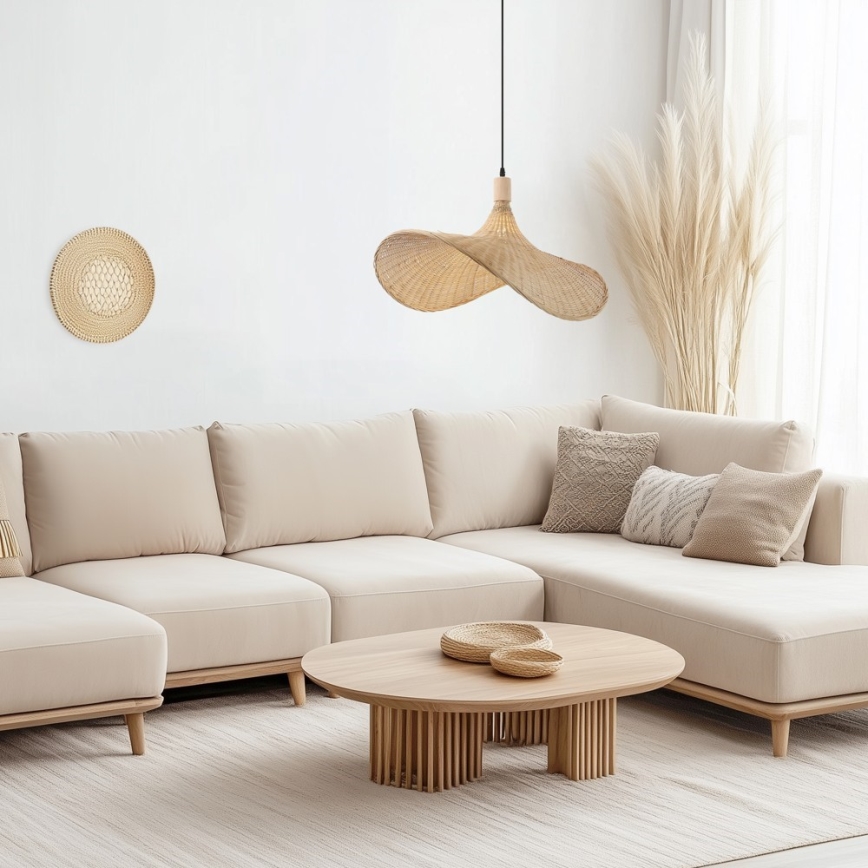 Immax 08290L - Csillár zsinóron SOMBRERO 1xE27/40W/230V átm. 80 cm rattan