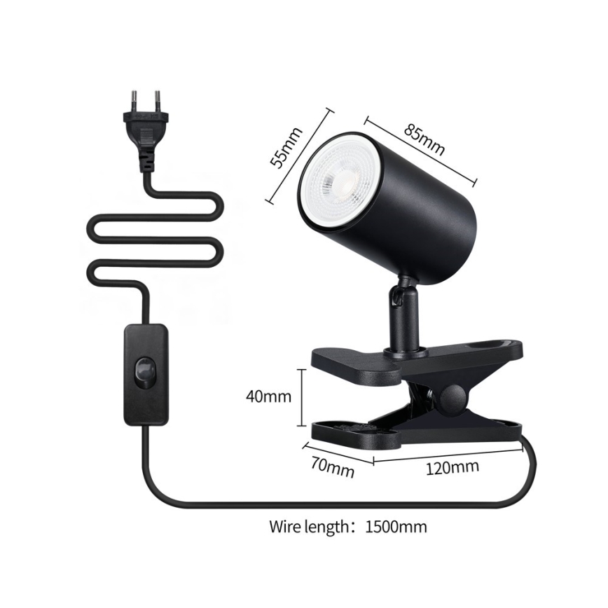 Csíptetős lámpa PUNTO 1xGU10/9W/230V fekete
