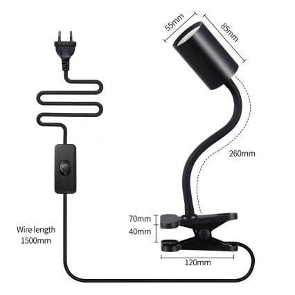 Rugalmas csíptetős lámpa PUNTO 1xGU10/9W/230V fekete
