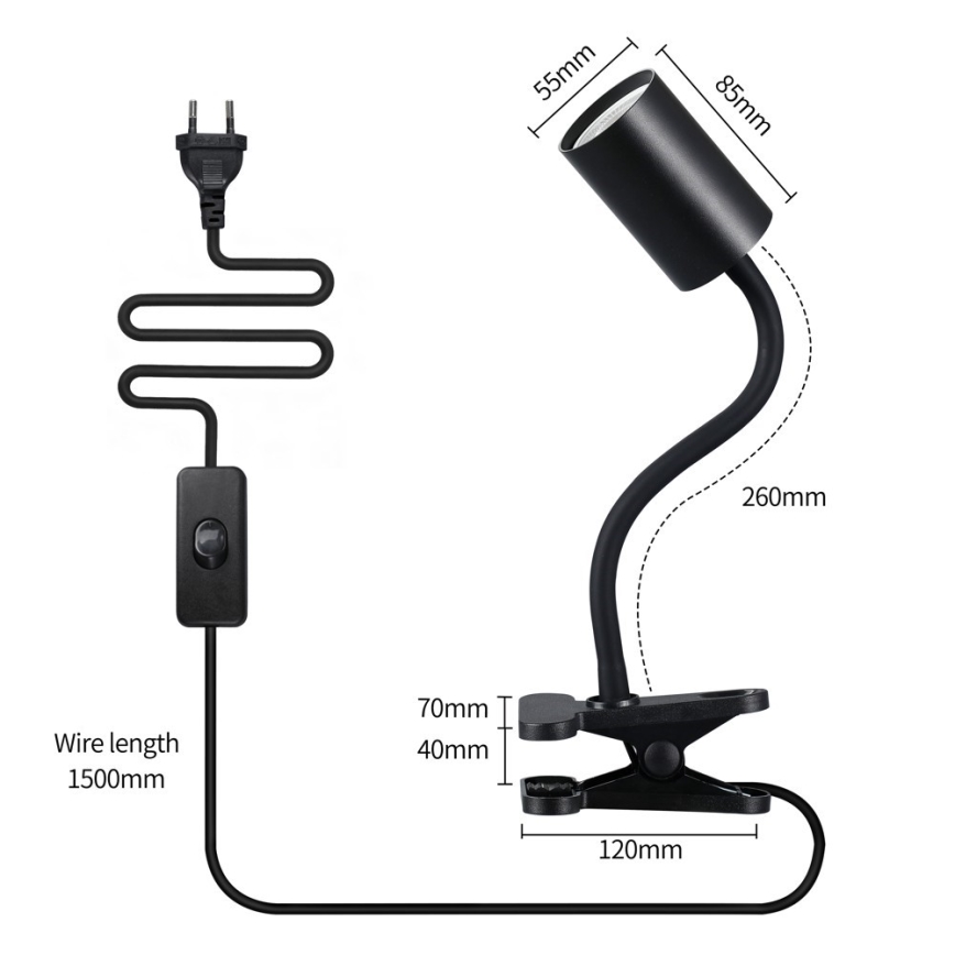 Rugalmas csíptetős lámpa PUNTO 1xGU10/9W/230V fekete