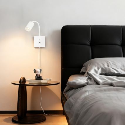 PUNTO fali lámpa USB-csatlakozóval 1xGU10/9W/230V fehér