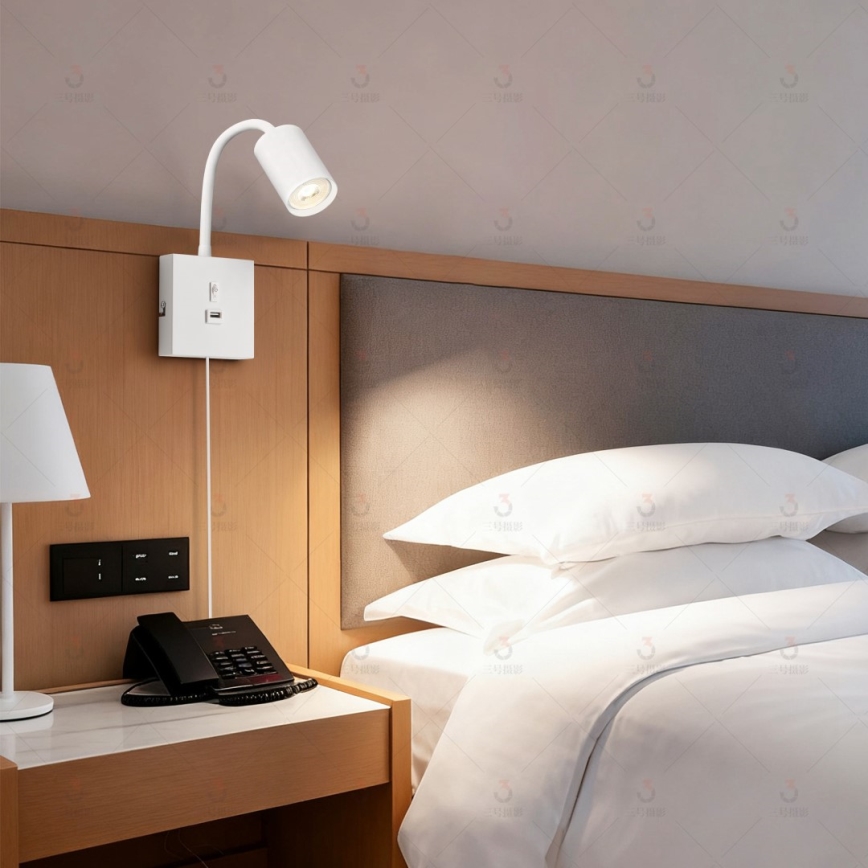PUNTO fali lámpa USB-csatlakozóval 1xGU10/9W/230V fehér