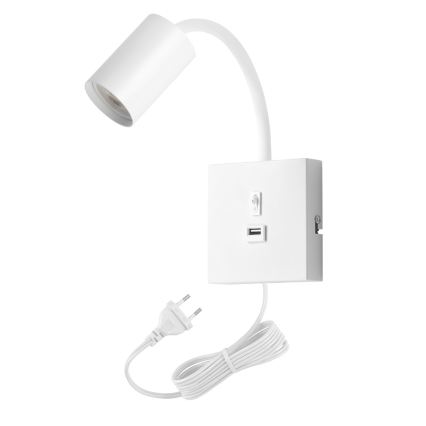 PUNTO fali lámpa USB-csatlakozóval 1xGU10/9W/230V fehér