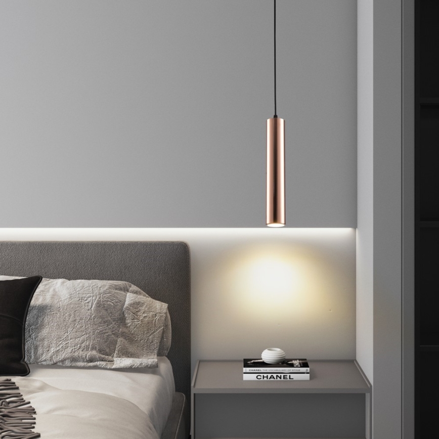 Zsinóros függőlámpa PUNTO 1xGU10/9W/230V rózsaarany