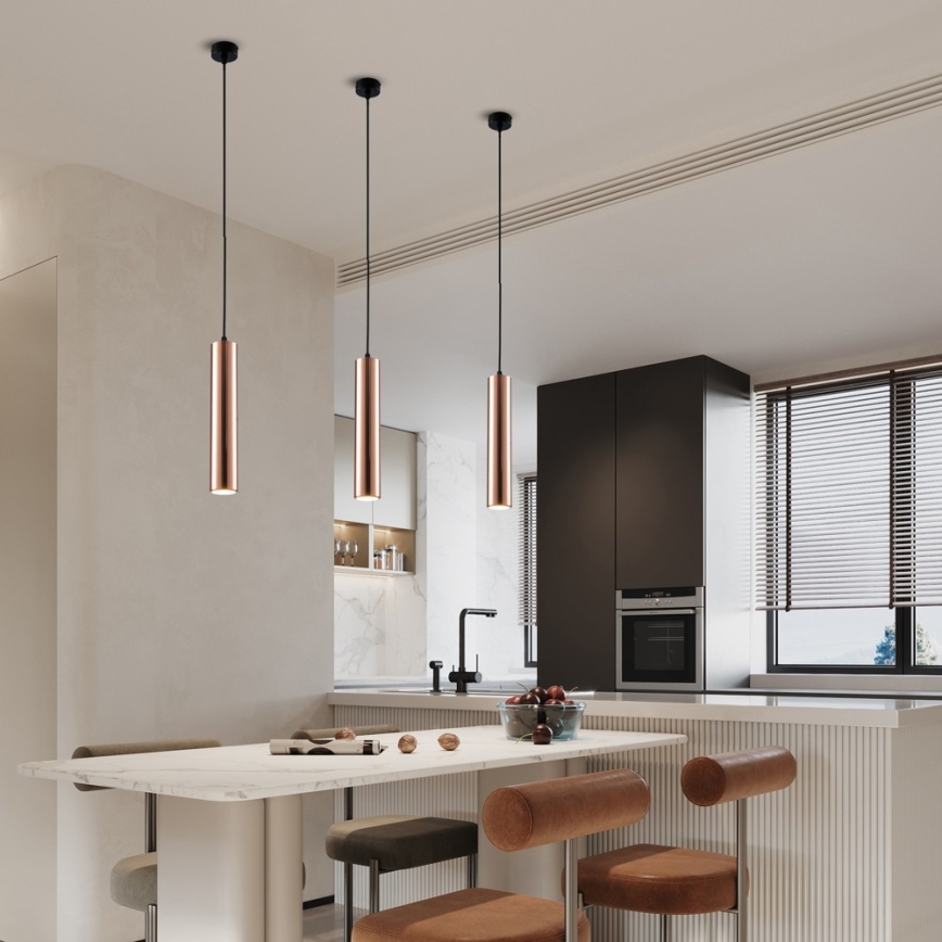 Zsinóros függőlámpa PUNTO 1xGU10/9W/230V rózsaarany