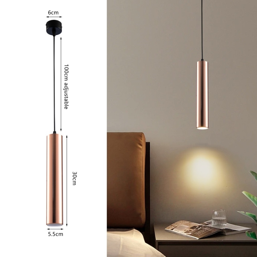Zsinóros függőlámpa PUNTO 1xGU10/9W/230V rózsaarany