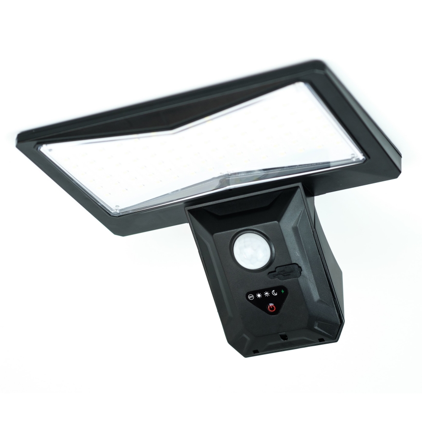 LED Napelemes érzékelős fali lámpa LED/2,6W/5,5V IP65 fekete