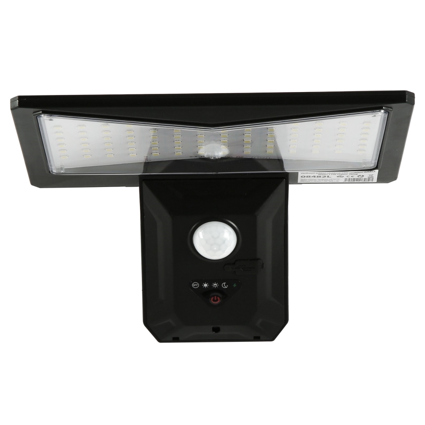 LED Napelemes érzékelős fali lámpa LED/2,6W/5,5V IP65 fekete