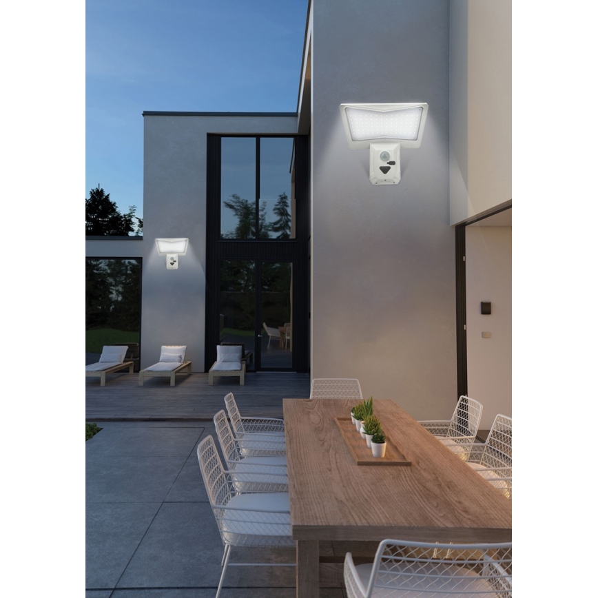 LED Napelemes érzékelős fali lámpa LED/2,6W/5,5V IP65 fehér